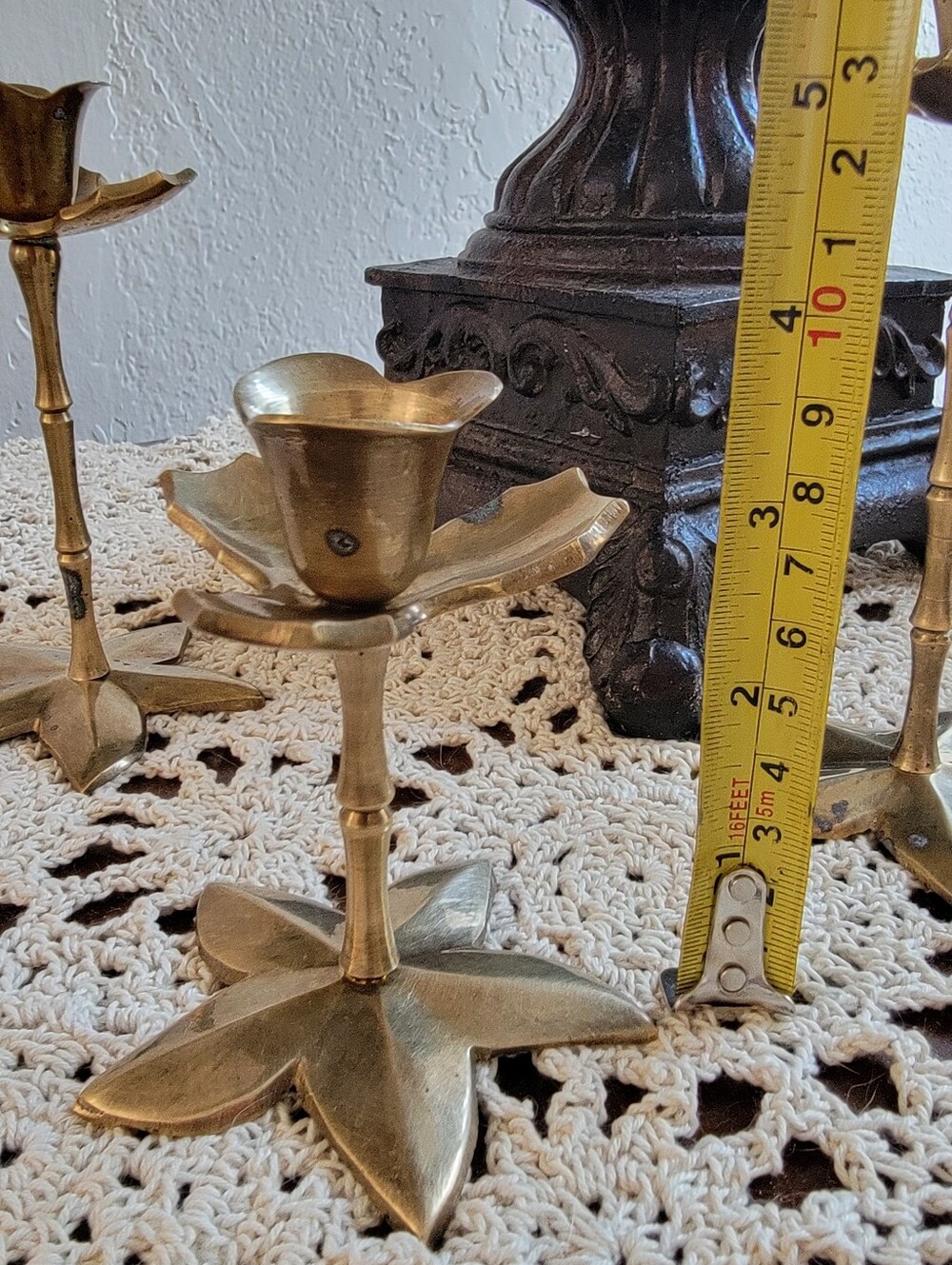 Set of 3, Vintage India Solid Brass Candle Holders - Picture 6 of 15